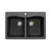 Samuel Mueller Adagio Granite 33-in Drop-In Kitchen Sink Kit with Grids, Strainers and Drain Installation Kit in Black