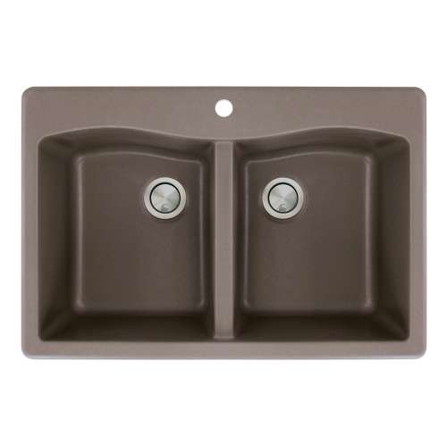 Samuel Mueller Adagio Granite 33-in Drop-In Kitchen Sink Kit with Grids, Strainers and Drain Installation Kit in Espresso