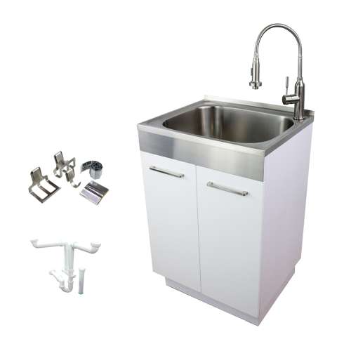 Samuel Mueller 24in All-in-One Laundry/Utility Cabinet Kit with Faucet and Accessories