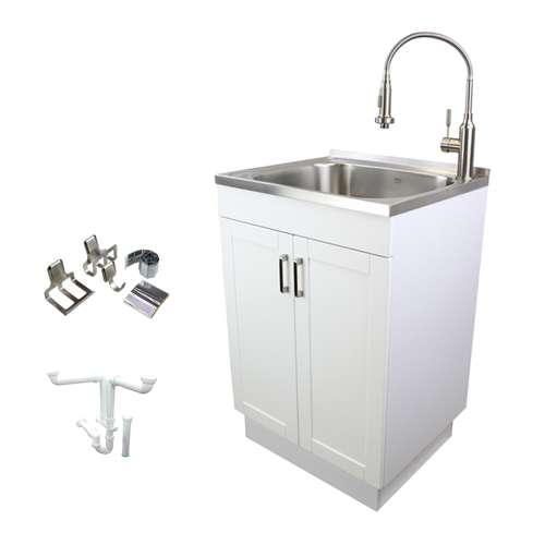 Samuel Mueller 24in All-in-One Laundry/Utility Sink Kit with Magnetic Sink Accessories