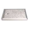 60-in x 32-in Genuine Marble Tiled Shower Base with Left Hand Drain, Hexagon Off-White Pattern