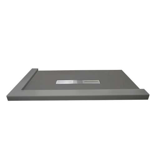51-in x 40-in Trimslate Shower Base  with Adjustable Double Threshold and Center Drain, in Dark Grey