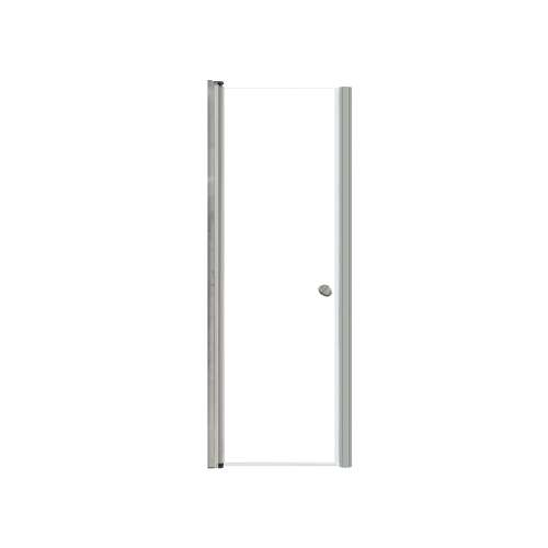 Lydia 25-in X 70-in Pivot Shower Door with 1/4-in Clear Glass and Contour Handle, Brushed Stainless