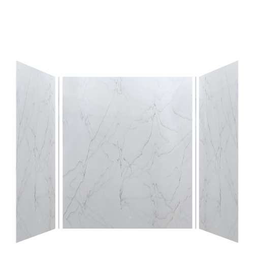 Luxura 60-in x 48-in x 72-in Glue to Wall 3-Piece Shower Wall Kit, Palladium White