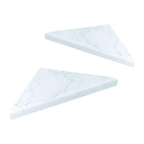 9" Solid Surface Corner Shelves Pair with Brackets, Palladium White