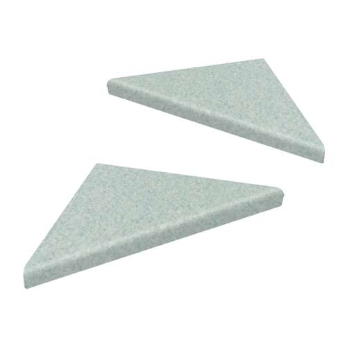 9" Solid Surface Corner Shelves Pair with Brackets, Grey Stone