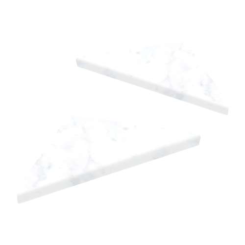 9" Solid Surface Corner Shelves Pair with Brackets, Carrara