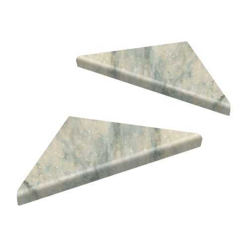 9" Solid Surface Corner Shelves Pair with Brackets, Creme