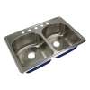 Samuel Mueller Monterey 33-in x 22.02-in x 9-in 16 Gauge Double Equal Bowls, Stainless Steel Kitchen Sink, Drop-in Installation with 5-Holes, with Grids, Strainer, Disposer Strainer, Installation Kit