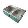 Samuel Mueller Monterey 33in x 22in 16 Gauge Dual Mount Double Bowl Kitchen Sink with Low Divide with 5 Holes