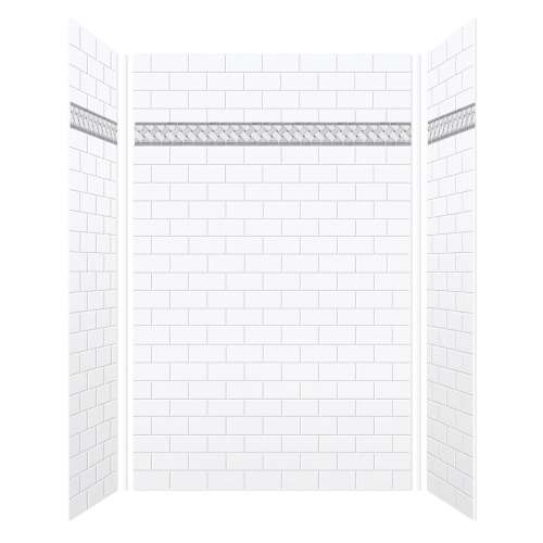 Monterey 60-in X 36-in X 96-in Shower Wall Kit with Weaver Grey Deco Strip, White Tile