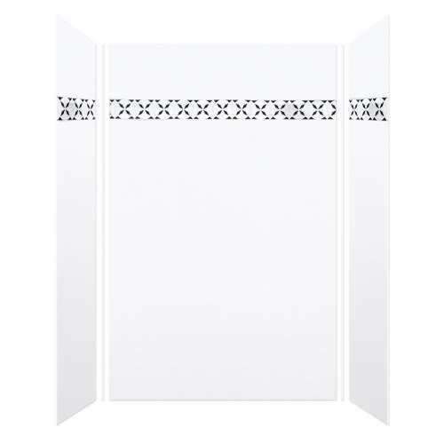 Monterey 60-in X 36-in X 96-in Shower Wall Kit with Flower White Deco Strip, in Bookmatched White Velvet