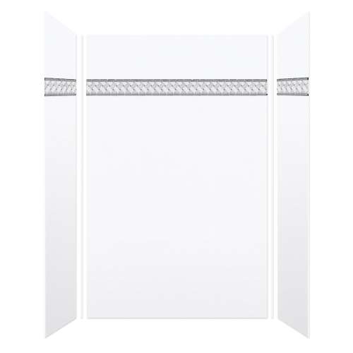 Monterey 60-in X 36-in X 96-in Shower Wall Kit with Weaver Grey Deco Strip, in Bookmatched White Velvet