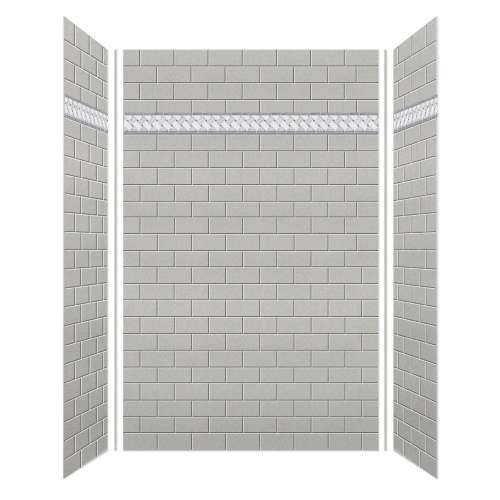 Monterey 60-in X 36-in X 96-in Shower Wall Kit with Weaver Grey Deco Strip, Grey Stone Tile