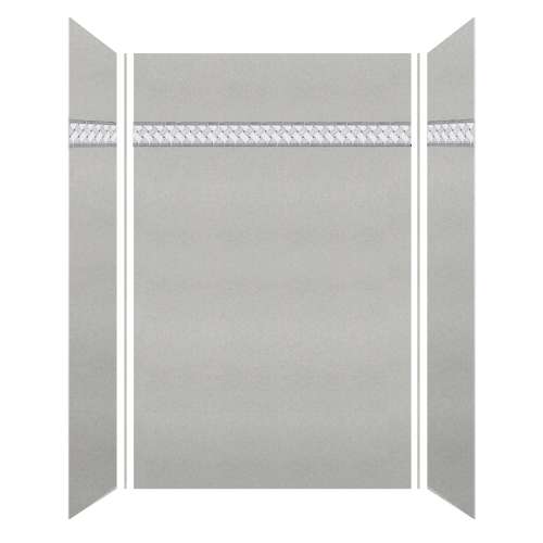 Monterey 60-in X 36-in X 96-in Shower Wall Kit with Weaver Grey Deco Strip, in Bookmatched Grey Stone Velvet