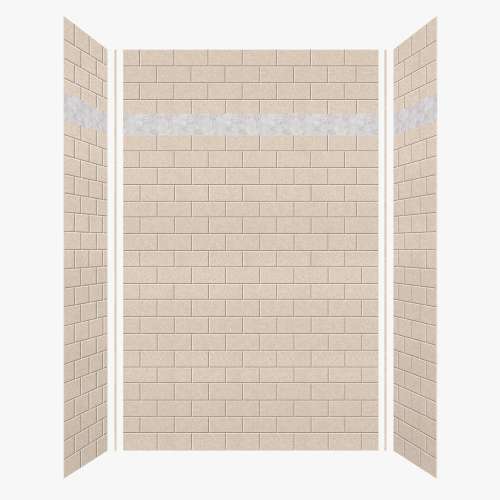 Monterey 60-in X 36-in X 96-in Shower Wall Kit with Hexagon Off-White Deco Strip, Butternut Tile