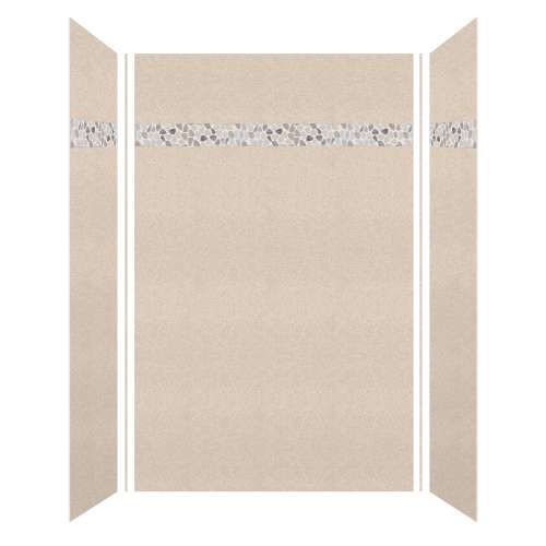 Monterey 60-in X 36-in X 96-in Shower Wall Kit with Pebble Creme Deco Strip, in Bookmatched Butternut Velvet