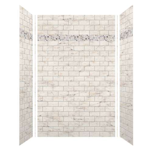 Monterey 60-in X 36-in X 96-in Shower Wall Kit with Pebble Creme Deco Strip, Butterscotch Tile