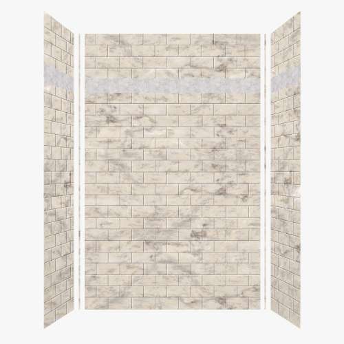 Monterey 60-in X 36-in X 96-in Shower Wall Kit with Hexagon Off-White Deco Strip, Creme Tile
