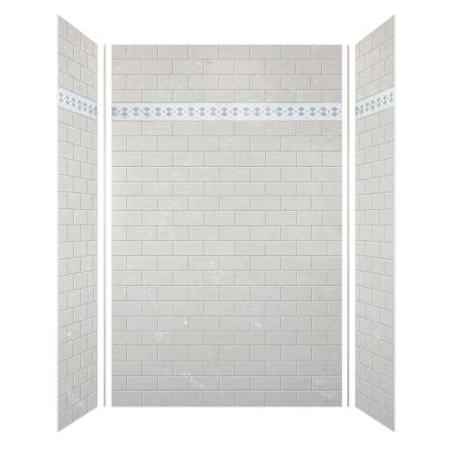 Monterey 60-in X 36-in X 96-in Shower Wall Kit with Diamond White Deco Strip, Moonstone Tile
