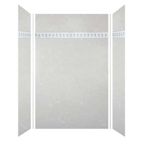 Monterey 60-in X 36-in X 96-in Shower Wall Kit with Diamon White Deco Strip, in Bookmatched Moonstone Velvet