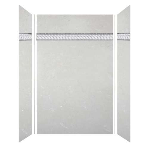 Monterey 60-in X 36-in X 96-in Shower Wall Kit with Weaver Grey Deco Strip, in Bookmatched Moonstone Velvet