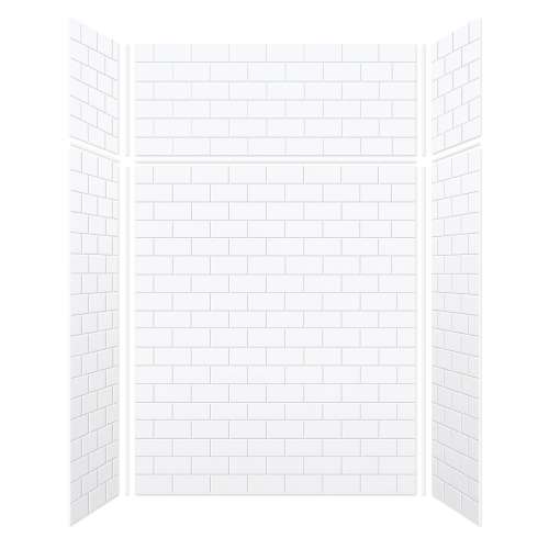Monterey 60-in x 36-in x 72/24-in Glue to Wall 3-Piece Transition Shower Wall Kit, White/Tile