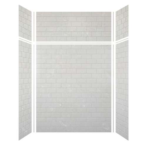Monterey 60-in x 36-in x 72/24-in Glue to Wall 3-Piece Transition Shower Wall Kit, Grey Stone/Tile