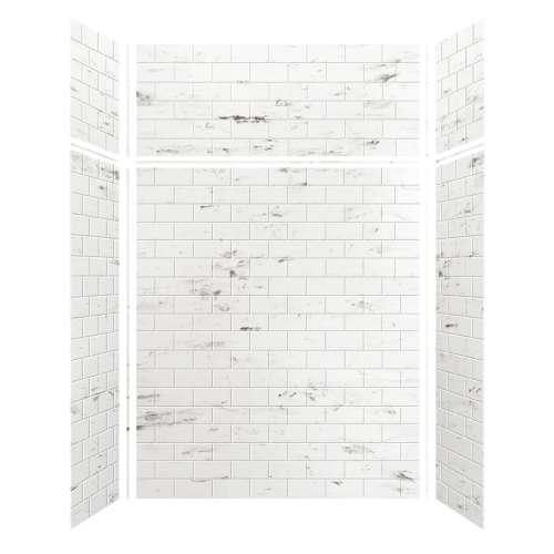 Monterey 60-in x 36-in x 72/24-in Glue to Wall 6-Piece Transition Shower Wall Kit, Carrara/Tile