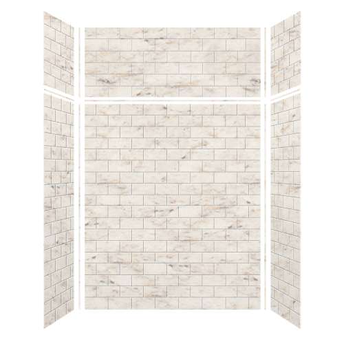 Monterey 60-in x 36-in x 72/24-in Glue to Wall 3-Piece Transition Shower Wall Kit, Butterscotch/Tile
