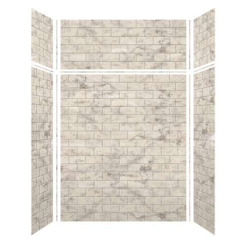 Monterey 60-in x 36-in x 72/24-in Glue to Wall 6-Piece Transition Shower Wall Kit, Creme/Tile