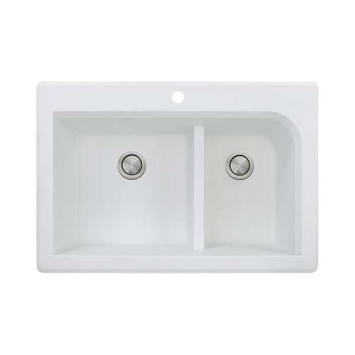 Samuel Mueller Renton Granite 33-in Drop-In Kitchen Sink Kit with Grids, Strainers and Drain Installation Kit - K-SMRTDJ3322
