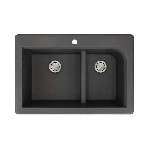 Samuel Mueller Renton Granite 33-in Drop-In Kitchen Sink Kit with Grids, Strainers and Drain Installation Kit in Black
