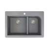 Samuel Mueller Renton Granite 33-in Drop-In Kitchen Sink Kit with Grids, Strainers and Drain Installation Kit in Grey