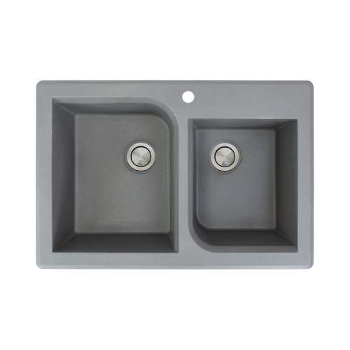 Samuel Mueller Renton Granite 33-in Drop-In Kitchen Sink Kit with Grids, Strainers and Drain Installation Kit in Grey