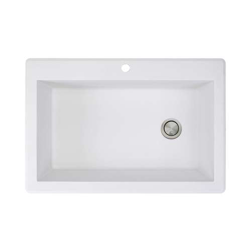 Samuel Mueller Renton Granite 33-in Drop-In Kitchen Sink Kit with Grids, Strainers and Drain Installation Kit in White