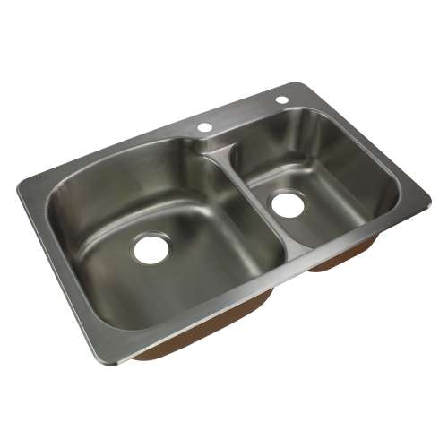 Samuel Mueller Silhouette 33in x 22in 18 Gauge Drop-in Double Bowl Kitchen Sink with 2 Faucet Holes