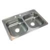 Samuel Mueller Silhouette 33in x 22in 22 Gauge Drop-in Double Bowl Kitchen Sink with ML2 Faucet Holes
