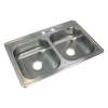Samuel Mueller Silhouette 33in x 22in 22 Gauge Drop-in Double Bowl Kitchen Sink with MR2 Faucet Holes