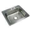 Samuel Mueller Silhouette 25in x 22in 22 Gauge Drop-in Single Bowl Kitchen Sink with MR2-Holes with Grid, Strainer, Installation Kit