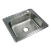 Samuel Mueller Silhouette 25in x 22in 20 Gauge Drop-in Single Bowl Kitchen Sink with ML2 Faucet Holes