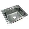 Samuel Mueller Silhouette 25in x 22in 18 Gauge Drop-in Single Bowl Kitchen Sink with ML2 Faucet Holes