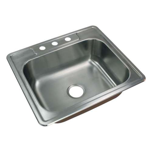 Samuel Mueller Silhouette 25in x 22in 18 Gauge Drop-in Single Bowl Kitchen Sink with MR2 Faucet Holes