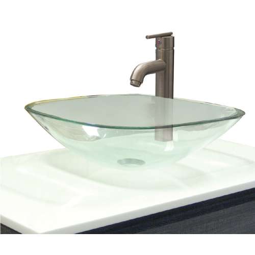 Samuel Mueller Salinas Glass 16.5-in Square Vessel Sink