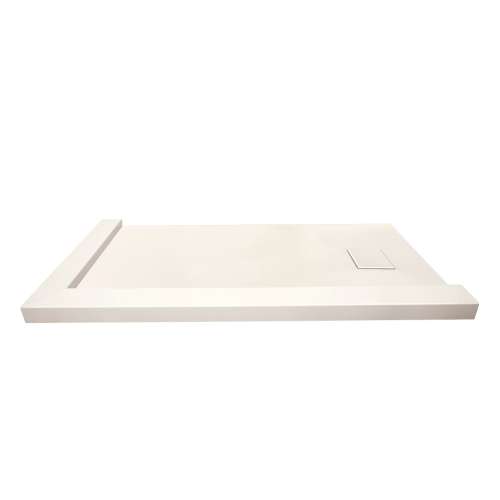 60-in x 32-in Trimslate Shower Base  with Adjustable Double Threshold and End (Reversible) Drain, Cameo