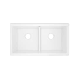 Shaker(TM) 33" Double Bowl Undermount Fireclay Kitchen Sink, MSUM3318LDWH