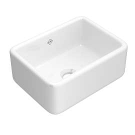 Lancaster(TM) 24" Single Bowl Farmhouse Apron Front Fireclay Kitchen Sink, RC2418WH