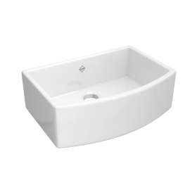 Waterside(TM) 30" Single Bowl Farmhouse Bowed Apron Front Fireclay Kitchen Sink, RC3021WH