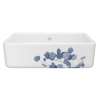 Lancaster(TM) 33" Single Bowl Farmhouse Apron Front Fireclay Kitchen Sink With Eucalyptus Design, RC3318WHECBS
