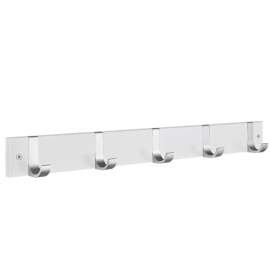 Quintuple Coat Rack in White Wood/Satin Aluminum